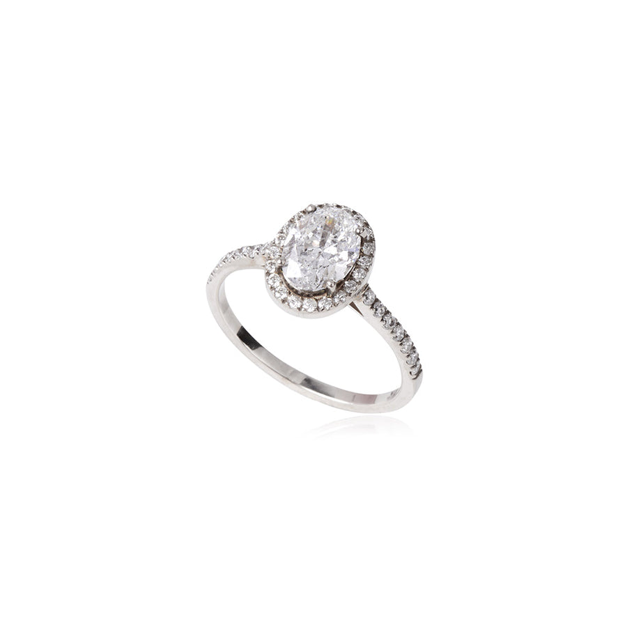Anel Halo com 1,20 ct de Diamantes Oval Cut e Redondos gabriela susanna