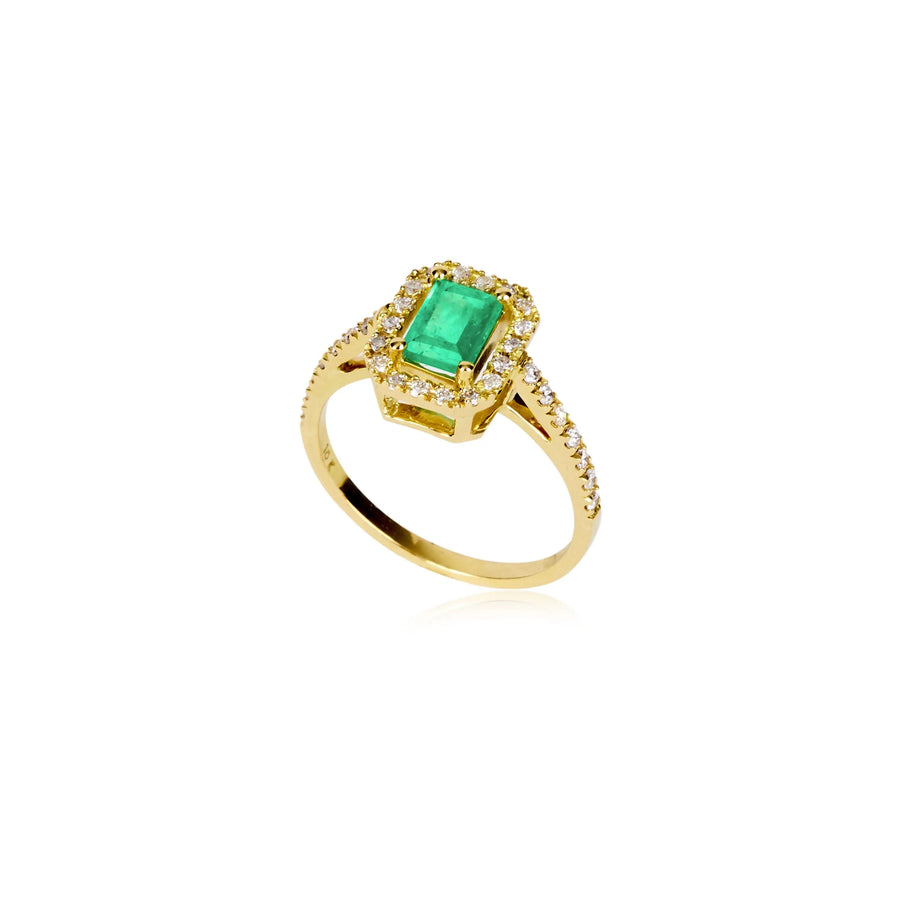 Anel A Million Reasons Halo com Esmeralda Baguete e Diamantes gabriela susanna