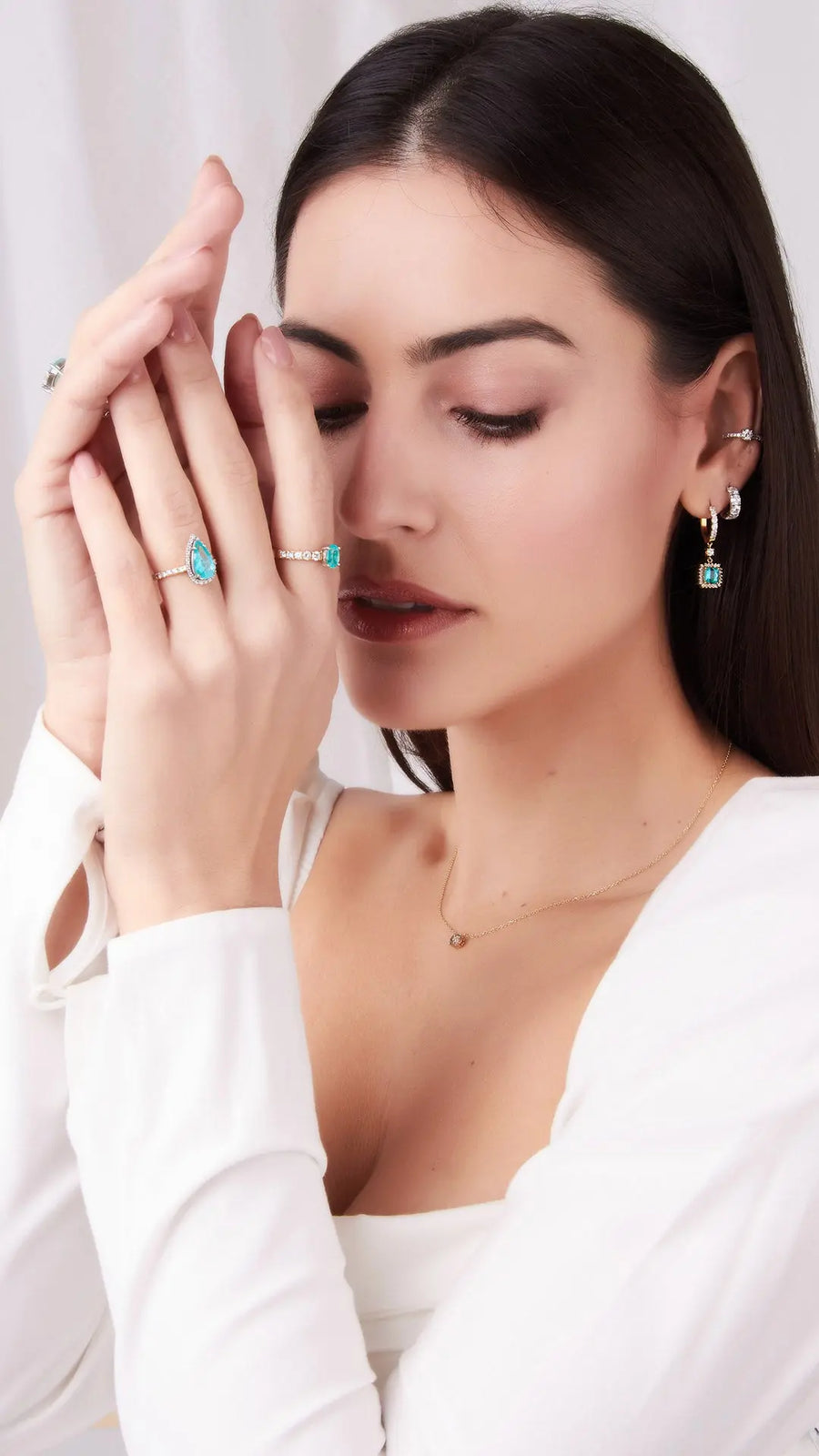 Anel A Million Reasons Halo com Turmalina Paraíba Gota e Diamantes gabriela susanna