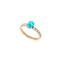 Anel A Million Reasons Solitário com Turmalina Paraíba Oval com 0,87ct e Diamantes gabriela susanna